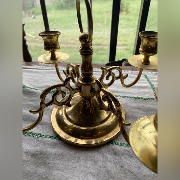 VTG Baldwin Solid Brass Forged in America Candelabra! Holds 4 Candlesticks! - Picture 5 of 10